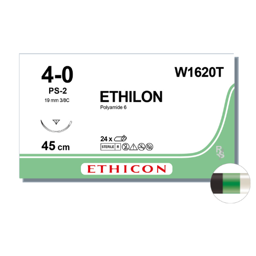 ETHILON® 4/0 Blue PS-2 19mm 3/8 circle RC 45cm (24pcs)