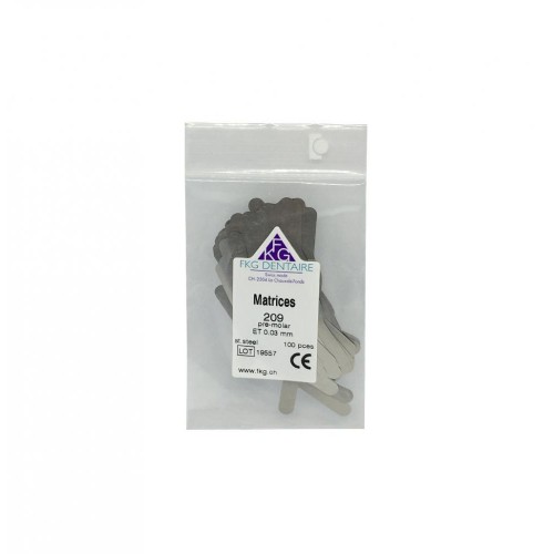 Pre-Molar Matrices 209 #2, 0.03mm thick, steel (100pcs)