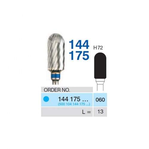 Bur TC Cutter (H72) 144175 060 Round End Cylinder