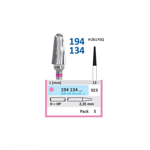 Bur TC Cutter (H261FSQ) 194134 023 Round End Taper (5 pcs)