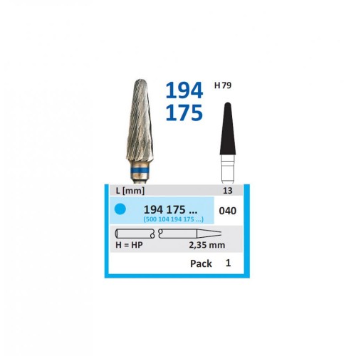 Bur TC Cutter (H79) 194175 040 Round End Taper