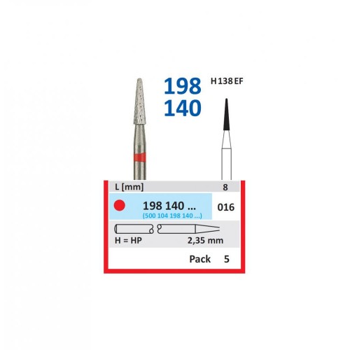 Bur TC Cutter (H138EF) 198140 016 Round End Taper (5 pcs)