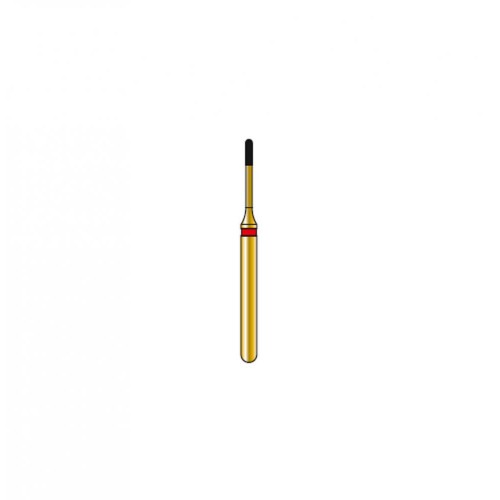 Bur Diamond FG 838M-007-F Micro Round End Cylinder Gold  (5 pcs)