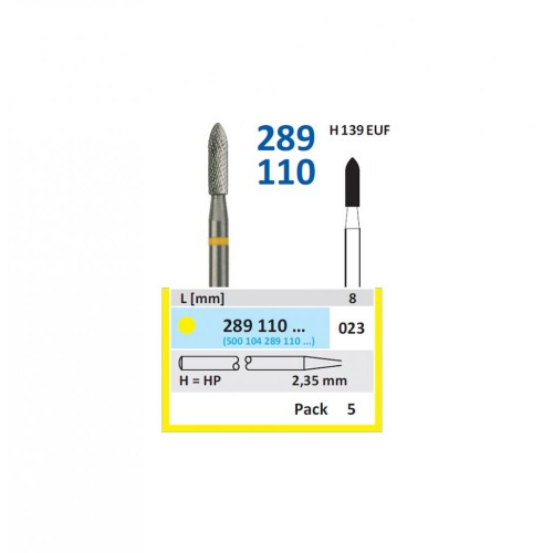 Bur TC Cutter (H139E) 289190 023 Pointed Cylinder (5 pcs)