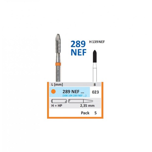 Bur TC Cutter 289NEF 023 Pointed Cylinder (5 pcs)