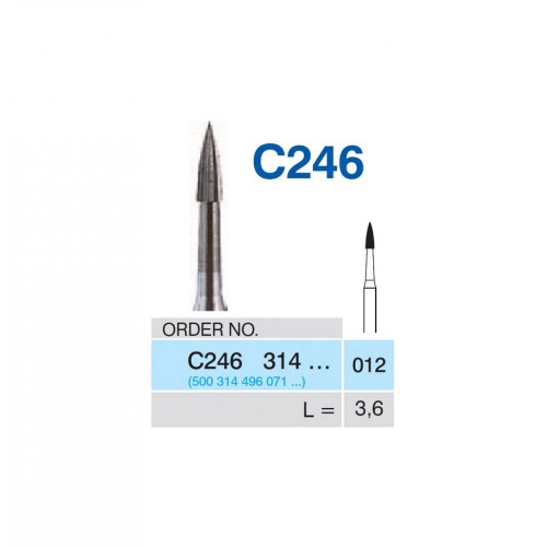 Bur Carbide C246 314 012, FG (12-Bladed), Flame (5 pcs)