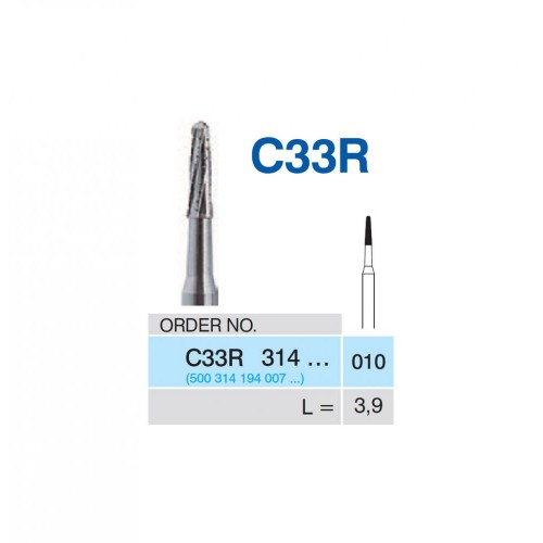 Bur Carbide C33R 314 010 FG Rounded Taper Fissure (5 pcs)