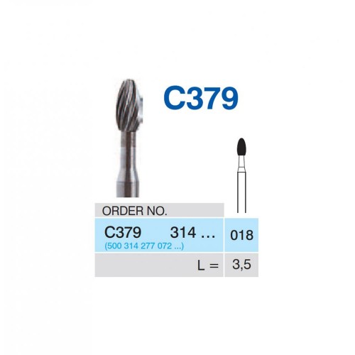 Bur Carbide C379 314 018, FG (12-Bladed) Football (5 pcs)