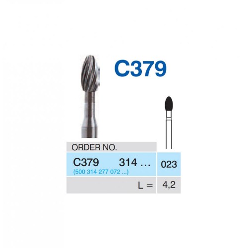 Bur Carbide C379 314 023, FG (12-Bladed), Round End Taper (5 pcs)