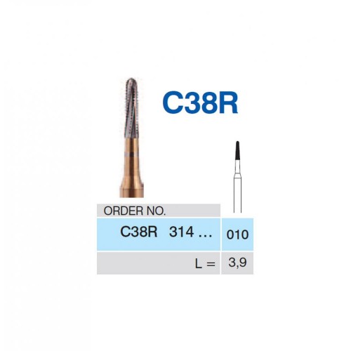 Bur TiNi Carbide Crown Cutter, C38R 314 010, FG Round End Taper (5 pcs)