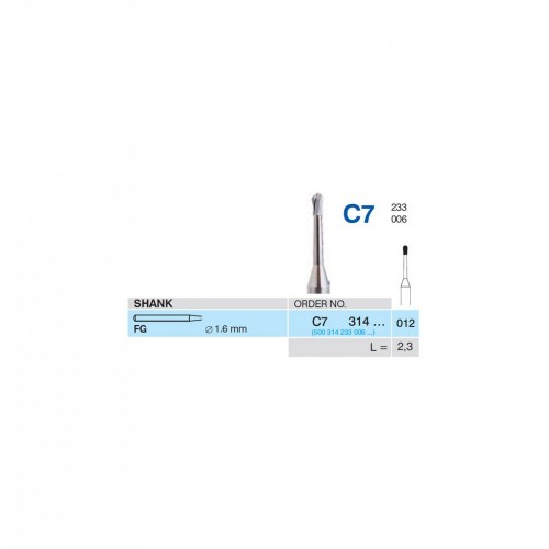 Bur Carbide C7 314 012, FG Pear (5 pcs)