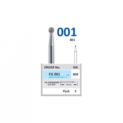 Bur Diamond FG (801) 001 008 Round (5 pcs)