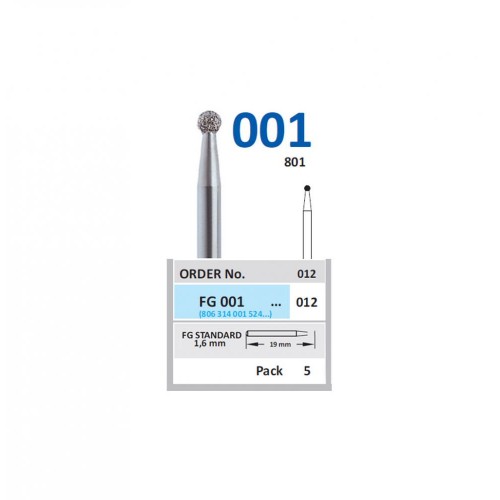 Bur Diamond FG (801) 001 012 Round (5 pcs)