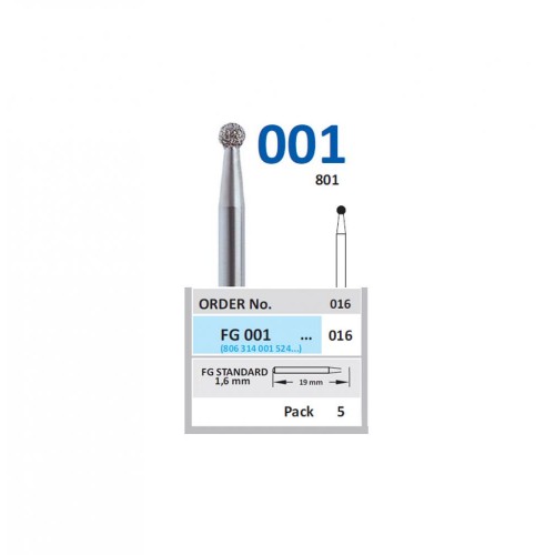 Bur Diamond FG (801) 001 016 Round (5 pcs)