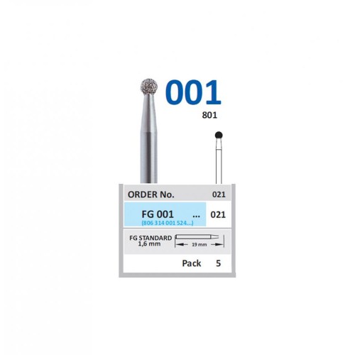 Bur Diamond FG (801) 001 021 Round (5 pcs)