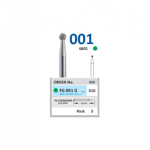 Bur Diamond FG (801) 001G010 Round (5 pcs)