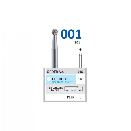 Bur Diamond FG (801) 001U016 Round (5 pcs)