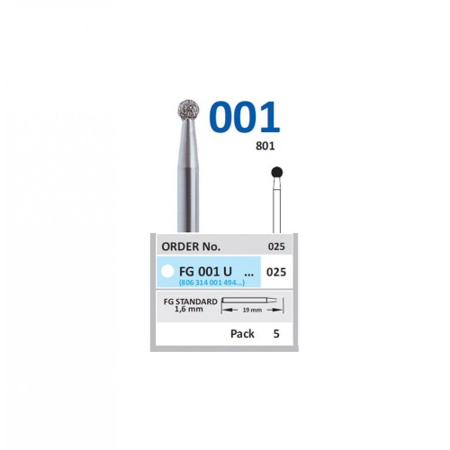 Bur Diamond FG (801) 001U025 Round (5 pcs)
