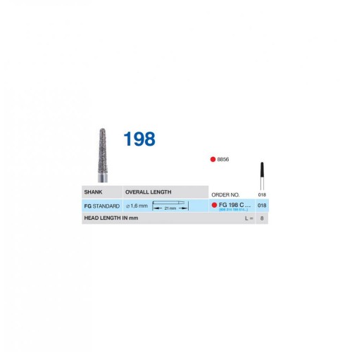 Bur Diamond FG (856) 198C018 Round End Taper (5 pcs)