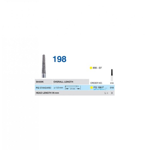 Bur Diamond FG (856) 198F018 Round End Taper (5 pcs)