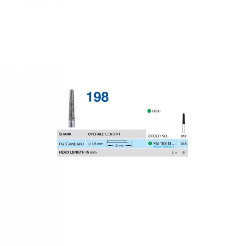 Bur Diamond FG (856) 198G018 Round End Taper (5 pcs)