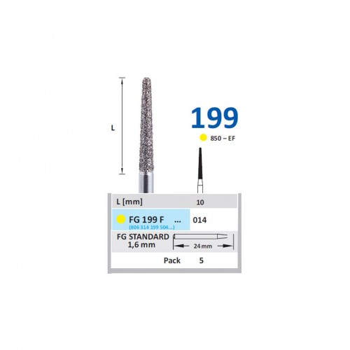 Bur Diamond FG (850) 199F014 Round End Taper (5 pcs)