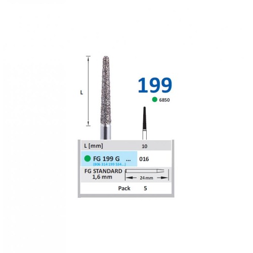 Bur Diamond FG (850) 199G016 Round End Taper (5 pcs)