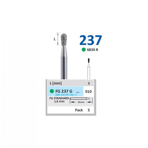 Bur Diamond FG (830R) 237G010 Pear (5 pcs)