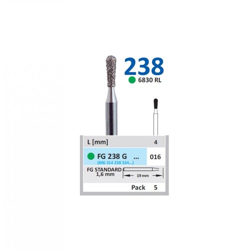 Bur Diamond FG (830RL) 238G016 Pear (5 pcs)