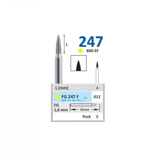 Bur Diamond FG (860) 247F012 Flame (5 pcs)