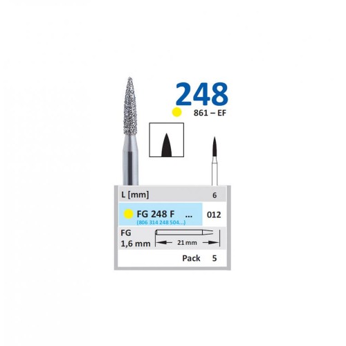 Bur Diamond FG (861) 248F012 Flame (5 pcs)