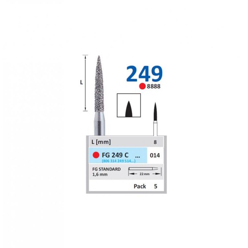 Bur Diamond FG (888) 249C014 Flame (5 pcs)
