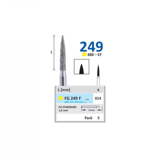 Bur Diamond FG (888) 249F014 Flame (5 pcs)