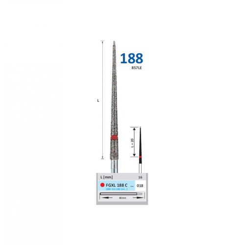 Bur Diamond FGXL188C018 Ex long Safe End Taper (5 pcs)